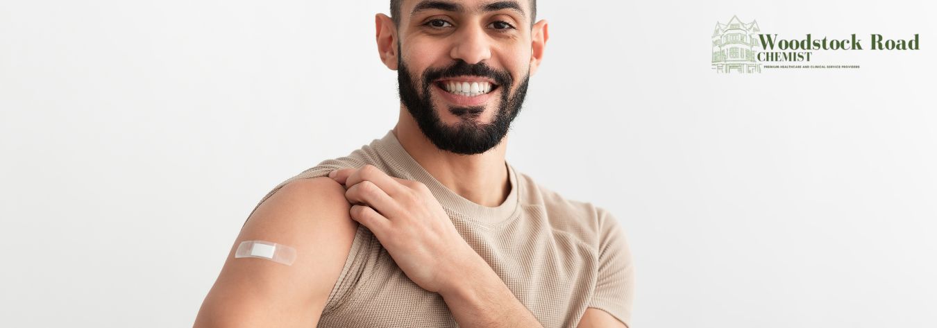 Happy vaccinated man