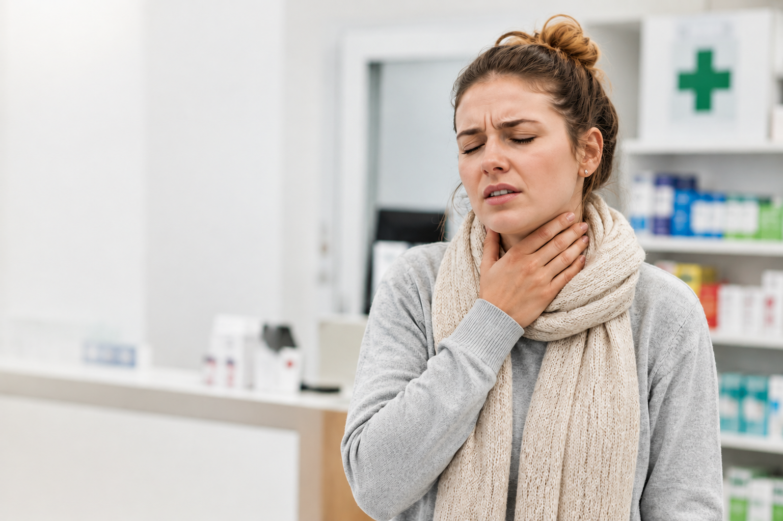 Lady with a sore throat